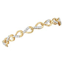 10kt Yellow Gold Women's Round Diamond Linked Teardrop Tennis Bracelet 1-6 Cttw - FREE Shipping (US/CAN)-Gold & Diamond Bracelets-JadeMoghul Inc.