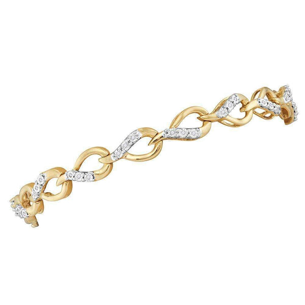 10kt Yellow Gold Women's Round Diamond Linked Teardrop Tennis Bracelet 1-6 Cttw - FREE Shipping (US/CAN)-Gold & Diamond Bracelets-JadeMoghul Inc.