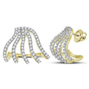 10kt Yellow Gold Womens Round Diamond Lobe Half Hoop Earrings 5-8 Cttw-Gold & Diamond Earrings-JadeMoghul Inc.