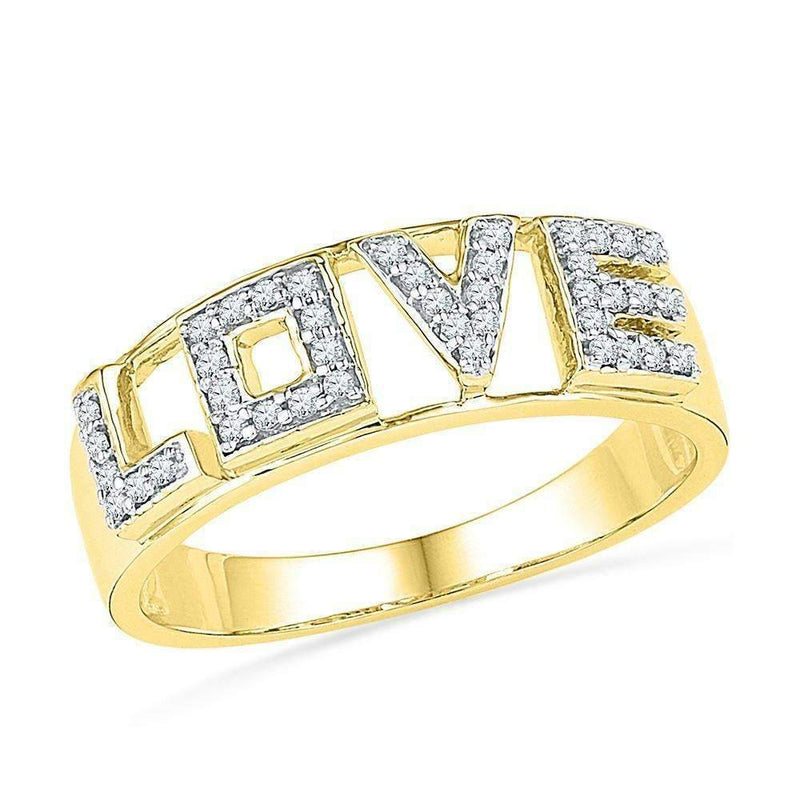 10kt Yellow Gold Women's Round Diamond Love Band Ring 1/6 Cttw - FREE Shipping (US/CAN)-Gold & Diamond Bands-5-JadeMoghul Inc.