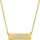 10kt Yellow Gold Women's Round Diamond Love Bar Pendant Necklace with 18" Chain 1-8 Cttw - FREE Shipping (US/CAN)-Gold & Diamond Pendants & Necklaces-JadeMoghul Inc.