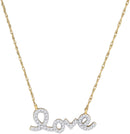 10kt Yellow Gold Women's Round Diamond Love Pendant Necklace 1-6 Cttw - FREE Shipping (US/CAN)-Gold & Diamond Pendants & Necklaces-JadeMoghul Inc.