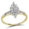 10kt Yellow Gold Women's Round Diamond Marquise-shape Cluster Ring 1/10 Cttw - FREE Shipping (US/CAN)-Gold & Diamond Cluster Rings-5-JadeMoghul Inc.