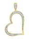 10kt Yellow Gold Womens Round Diamond Milgrain Open-center Heart Pendant 1-20 Cttw-Gold & Diamond Pendants & Necklaces-JadeMoghul Inc.