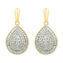 10kt Yellow Gold Women's Round Diamond Milgrain Teardrop Screwback Dangle Earrings 1-10 Cttw - FREE Shipping (USA/CAN)-Gold & Diamond Earrings-JadeMoghul Inc.