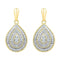 10kt Yellow Gold Women's Round Diamond Milgrain Teardrop Screwback Dangle Earrings 1-10 Cttw - FREE Shipping (USA/CAN)-Gold & Diamond Earrings-JadeMoghul Inc.