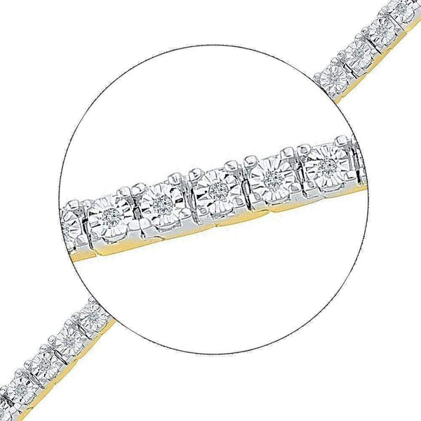 10kt Yellow Gold Women's Round Diamond Miracle Fashion Bracelet 1-4 Cttw - FREE Shipping (US/CAN)-Gold & Diamond Bracelets-JadeMoghul Inc.