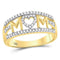 10kt Yellow Gold Womens Round Diamond Mom Mother Heart Band Ring 1/4 Cttw-Gold & Diamond Rings-7-JadeMoghul Inc.