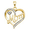 10kt Yellow Gold Women's Round Diamond Mom Mother Heart Pendant 1-10 Cttw - FREE Shipping (US/CAN)-Gold & Diamond Pendants & Necklaces-JadeMoghul Inc.