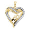 10kt Yellow Gold Women's Round Diamond Mom Mother Heart Pendant 1-5 Cttw - FREE Shipping (US/CAN)-Gold & Diamond Pendants & Necklaces-JadeMoghul Inc.