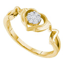 10kt Yellow Gold Women's Round Diamond Mom Mother Ring 1/10 Cttw - FREE Shipping (US/CAN)-Gold & Diamond Heart Rings-10.5-JadeMoghul Inc.