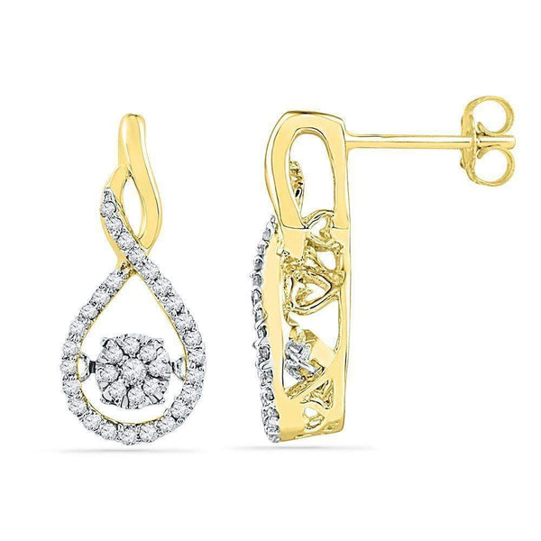 10kt Yellow Gold Women's Round Diamond Moving Cluster Earrings 1-3 Cttw - FREE Shipping (US/CAN)-Gold & Diamond Earrings-JadeMoghul Inc.