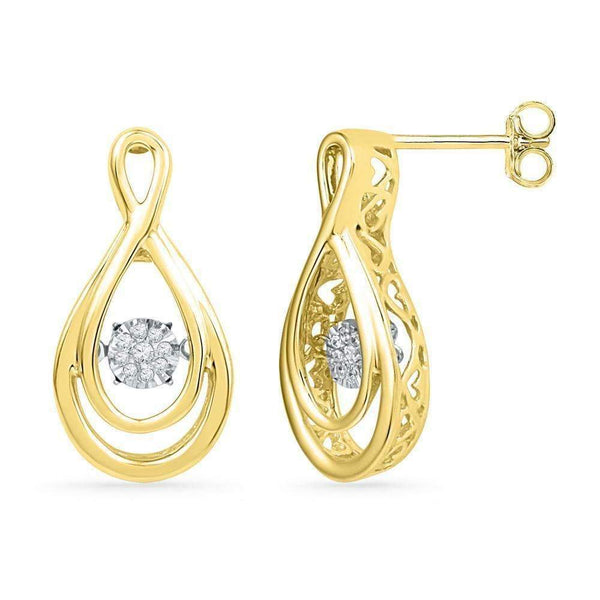 10kt Yellow Gold Women's Round Diamond Moving Twinkle Cluster Teardrop Stud Earrings 1-20 Cttw - FREE Shipping (USA/CAN)-Gold & Diamond Earrings-JadeMoghul Inc.