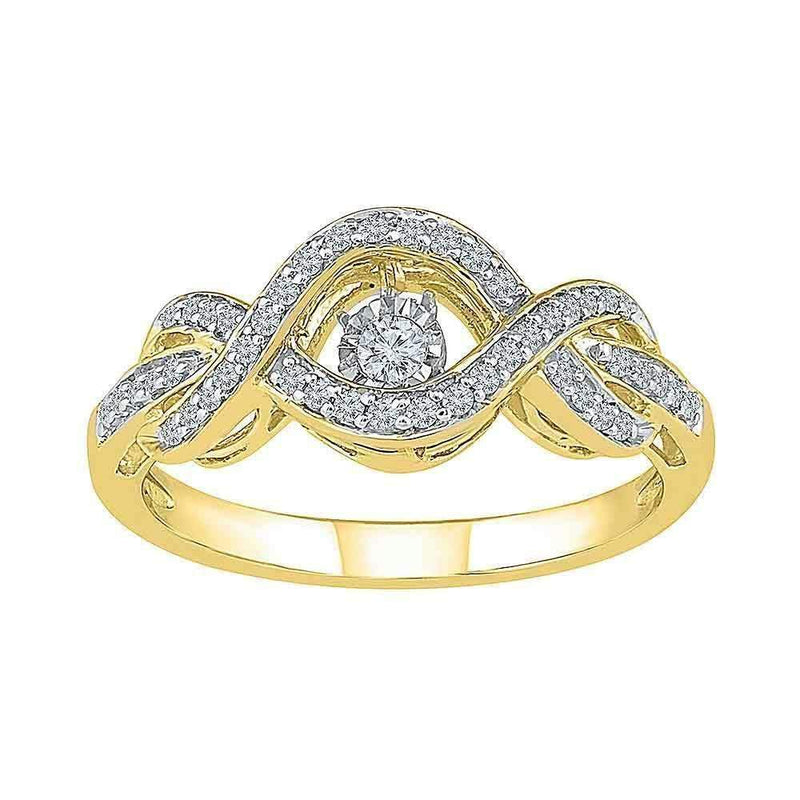 10kt Yellow Gold Women's Round Diamond Moving Twinkle Solitaire Bridal Wedding Engagement Ring 1/4 Cttw - FREE Shipping (US/CAN)-Gold & Diamond Engagement & Anniversary Rings-5-JadeMoghul Inc.