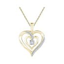 10kt Yellow Gold Women's Round Diamond Moving Twinkle Solitaire Heart Pendant 1-10 Cttw - FREE Shipping (US/CAN)-Gold & Diamond Pendants & Necklaces-JadeMoghul Inc.