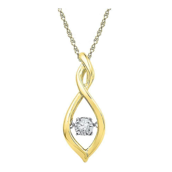 10kt Yellow Gold Womens Round Diamond Moving Twinkle Solitaire Pendant .03 Cttw-Gold & Diamond Pendants & Necklaces-JadeMoghul Inc.