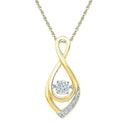 10kt Yellow Gold Women's Round Diamond Moving Twinkle Solitaire Teardrop Pendant 1-20 Cttw - FREE Shipping (US/CAN)-Gold & Diamond Pendants & Necklaces-JadeMoghul Inc.