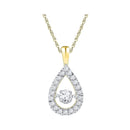 10kt Yellow Gold Women's Round Diamond Moving Twinkle Solitaire Teardrop Pendant 3-8 Cttw - FREE Shipping (US/CAN)-Gold & Diamond Pendants & Necklaces-JadeMoghul Inc.