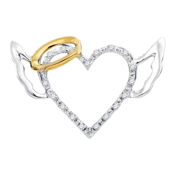 10kt Yellow Gold Women's Round Diamond Naughty Devil Heart Pendant 1-20 Cttw - FREE Shipping (US/CAN)-Gold & Diamond Pendants & Necklaces-JadeMoghul Inc.