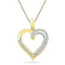 10kt Yellow Gold Women's Round Diamond Open-center Heart Pendant 1-4 Cttw - FREE Shipping (US/CAN)-Gold & Diamond Pendants & Necklaces-JadeMoghul Inc.