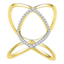 10kt Yellow Gold Women's Round Diamond Open Strand Knuckle Fashion Ring 1-6 Cttw - FREE Shipping (US/CAN)-Gold & Diamond Fashion Rings-JadeMoghul Inc.