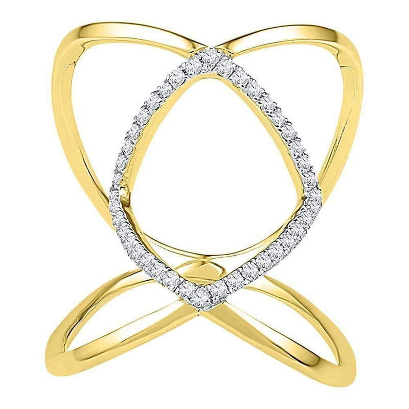 10kt Yellow Gold Women's Round Diamond Open Strand Knuckle Fashion Ring 1-6 Cttw - FREE Shipping (US/CAN)-Gold & Diamond Fashion Rings-JadeMoghul Inc.