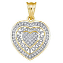 10kt Yellow Gold Women's Round Diamond Openwork Heart Cluster Pendant 1-6 Cttw - FREE Shipping (US/CAN)-Gold & Diamond Pendants & Necklaces-JadeMoghul Inc.