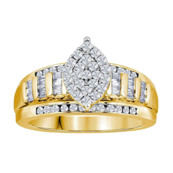 10kt Yellow Gold Women's Round Diamond Oval Cluster Bridal Wedding Engagement Ring 1/2 Cttw - FREE Shipping (US/CAN)-Gold & Diamond Engagement & Anniversary Rings-5.5-JadeMoghul Inc.