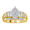 10kt Yellow Gold Women's Round Diamond Oval Cluster Bridal Wedding Engagement Ring 3.00 Cttw - FREE Shipping (US/CAN)-Gold & Diamond Engagement & Anniversary Rings-JadeMoghul Inc.