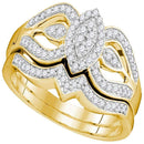 10kt Yellow Gold Women's Round Diamond Oval Cluster Bridal Wedding Engagement Ring Band Set 1/3 Cttw - FREE Shipping (US/CAN)-Wedding Jewelry-6.5-JadeMoghul Inc.