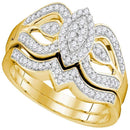 10kt Yellow Gold Women's Round Diamond Oval Cluster Bridal Wedding Engagement Ring Band Set 1/3 Cttw - FREE Shipping (US/CAN)-Wedding Jewelry-6.5-JadeMoghul Inc.