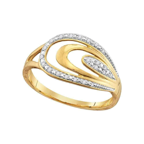 10kt Yellow Gold Women's Round Diamond Oval Fashion Ring 1/20 Cttw - FREE Shipping (US/CAN)-Gold & Diamond Fashion Rings-5-JadeMoghul Inc.