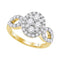 10kt Yellow Gold Women's Round Diamond Oval Frame Cluster Ring 1-3/4 Cttw - FREE Shipping (US/CAN)-Rings And Bands-5-JadeMoghul Inc.