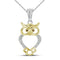 10kt Yellow Gold Women's Round Diamond Owl Bird Animal Pendant 1-20 Cttw - FREE Shipping (US/CAN)-Gold & Diamond Pendants & Necklaces-JadeMoghul Inc.