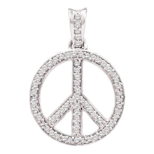 10kt Yellow Gold Women's Round Diamond Peace Sign Circle Pendant 1-4 Cttw - FREE Shipping (US/CAN)-Gold & Diamond Pendants & Necklaces-JadeMoghul Inc.