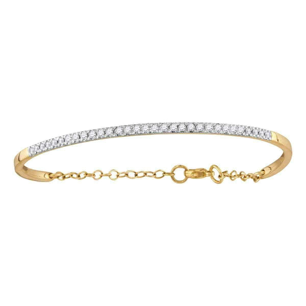 10kt Yellow Gold Womens Round Diamond Promise Bangle Bracelet 1-2 Cttw - FREE Shipping (US/CAN)-Gold & Diamond Bracelets-JadeMoghul Inc.