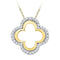 10kt Yellow Gold Women's Round Diamond Quatrefoil Cutout Pendant 1-8 Cttw - FREE Shipping (US/CAN)-Gold & Diamond Pendants & Necklaces-JadeMoghul Inc.