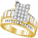 10kt Yellow Gold Women's Round Diamond Rectangle Cluster Bridal Wedding Engagement Ring 7-8 Cttw - FREE Shipping (US/CAN) - Size 8.5-Gold & Diamond Engagement & Anniversary Rings-JadeMoghul Inc.