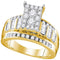 10kt Yellow Gold Women's Round Diamond Rectangle Cluster Bridal Wedding Engagement Ring 7/8 Cttw - FREE Shipping (US/CAN)-Gold & Diamond Engagement & Anniversary Rings-5-JadeMoghul Inc.