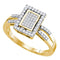 10kt Yellow Gold Women's Round Diamond Rectangle Frame Cluster Ring 1-3 Cttw - FREE Shipping (US/CAN)-Gold & Diamond Cluster Rings-JadeMoghul Inc.