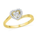 10kt Yellow Gold Women's Round Diamond Simple Heart Cluster Ring 1/6 Cttw - FREE Shipping (US/CAN)-Gold & Diamond Heart Rings-5-JadeMoghul Inc.