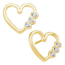 10kt Yellow Gold Women's Round Diamond Simple Heart Screwback Earrings 1-12 Cttw - FREE Shipping (USA/CAN)-Gold & Diamond Earrings-JadeMoghul Inc.