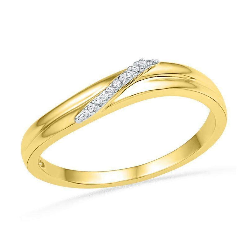 10kt Yellow Gold Women's Round Diamond Simple Single Row Band Ring .03 Cttw - FREE Shipping (US/CAN)-Gold & Diamond Bands-6-JadeMoghul Inc.