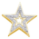 10kt Yellow Gold Women's Round Diamond Simple Star Cutout Pendant 1-20 Cttw - FREE Shipping (US/CAN)-Gold & Diamond Pendants & Necklaces-JadeMoghul Inc.