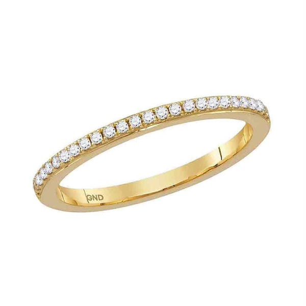 10kt Yellow Gold Womens Round Diamond Single Row Stackable Band Ring 1/8 Cttw-Gold & Diamond Rings-9.5-JadeMoghul Inc.