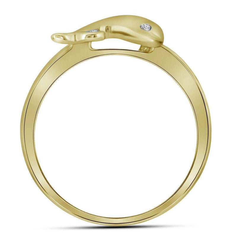 10kt Yellow Gold Women's Round Diamond Slender Dolphin Animal Fish Ring 1/20 Cttw - FREE Shipping (US/CAN)-Gold & Diamond Rings-5-JadeMoghul Inc.