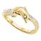 10kt Yellow Gold Women's Round Diamond Slender Dolphin Animal Fish Ring 1/20 Cttw - FREE Shipping (US/CAN)-Gold & Diamond Rings-5-JadeMoghul Inc.