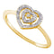 10kt Yellow Gold Women's Round Diamond Slender Heart Cluster Ring 1/20 Cttw - FREE Shipping (US/CAN)-Gold & Diamond Heart Rings-6-JadeMoghul Inc.