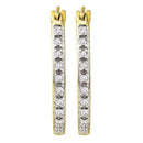 10kt Yellow Gold Women's Round Diamond Slender Single Row Hoop Earrings 1-8 Cttw - FREE Shipping (US/CAN)-Gold & Diamond Earrings-JadeMoghul Inc.