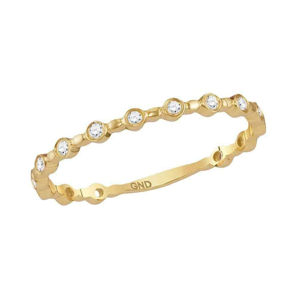 10kt Yellow Gold Women's Round Diamond Slender Stackable Band Ring 1-10 Cttw - FREE Shipping (US/CAN)-Gold & Diamond Rings-JadeMoghul Inc.